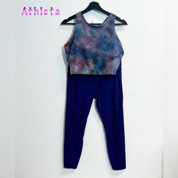 Athleta- Conscious Crop Sports Bra and Salutation Mesh 7/8 Leggings bundle M/L - Picture 2 of 14